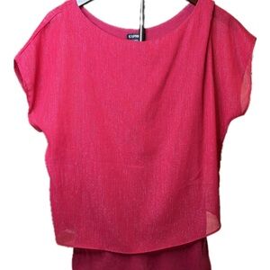 EXPRESS women’s Redish/Pink Sheer Layered Blouse Size Small. Polyester Blend